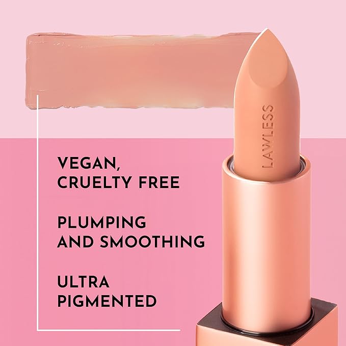 Lawless Forget the Filler Lip-Plumping Line-Smoothing Satin Cream Lipstick - Annie - Natural Ingredients Smooth and Hydrate Lips for a Plumper, Fuller Look - 3.7g