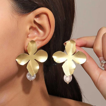 Boho Big Flower Drop Earrings Vintage