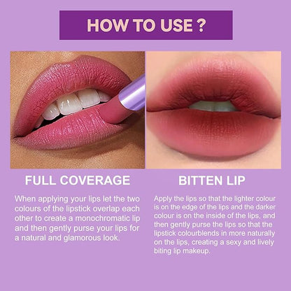 4Pcs Bitten Lips Lipstick Set, Shiny Nude Matte Long