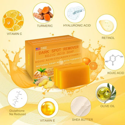 Kojic-Acid-Soap, 2Pack Turmeric Soap for Dark