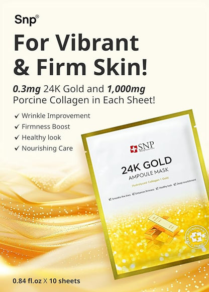 SNP [K Beauty Bird's Nest Aqua Eye Patch & 24K Gold Ampoule Sheet Mask