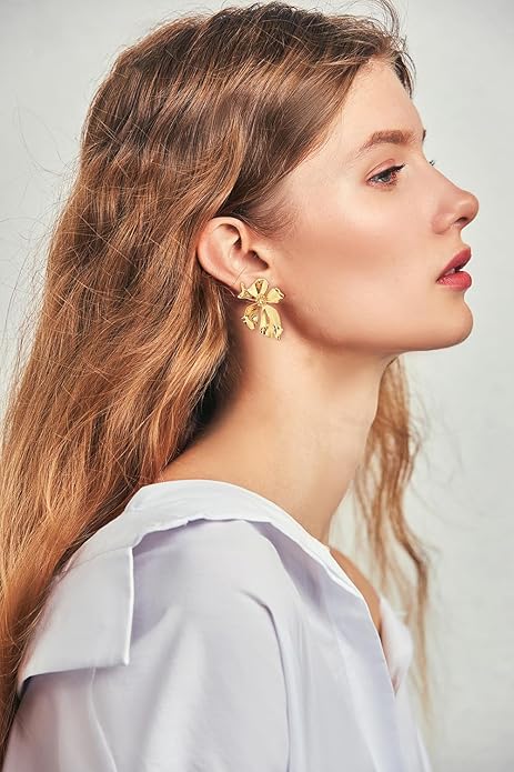 CLASSYZINT Gold/White/Red/Black Flower Stud Earrings