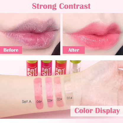 Boobeen 4PCS Lip Gloss Set, Moisturizing Hydrating Lip Oil Tinted Set, Lightweight Non-Sticky Lip Gloss Creates Glossy Lips, High Shine Lip Plumping Lipstick for Women and Girls