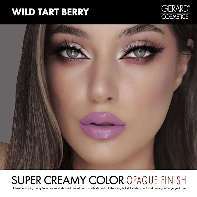 Gerard Cosmetics Supreme Lip Creme Wild Berry Tart | Highly Pigmented, Fully Opaque, Deep Pink Lip Gloss | Nourishing, Hydrating, Liquid Lipstick for Full Coverage Lip Color