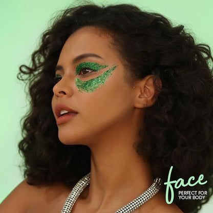 Teenitor Green Body Glitter Gel, Face Glitter Makeup, Body Hair 80g