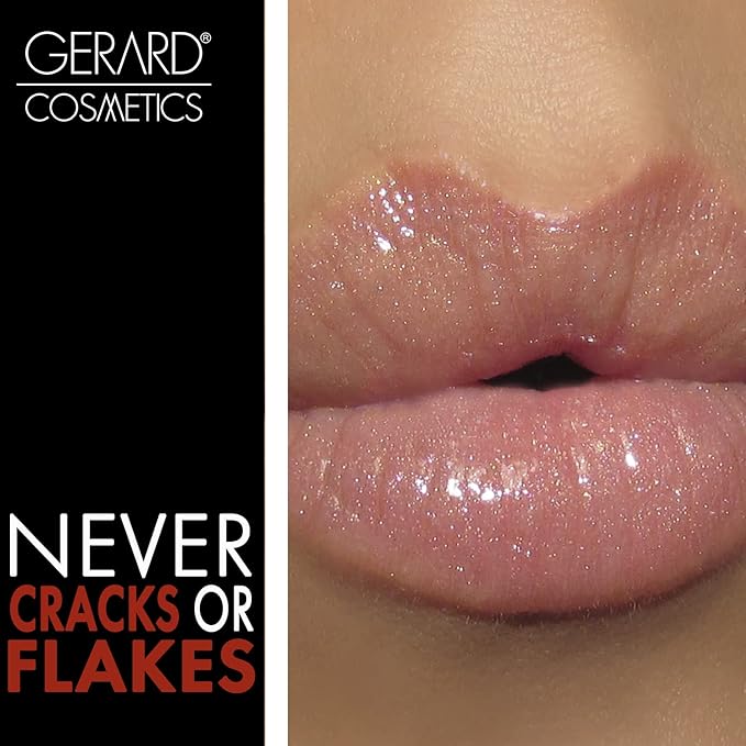 Gerard Cosmetics Color Your Smile Lip Gloss Crystal | Super Pigmented Nude Sparkle Lip Gloss with LED Light and Mirror | Shiny Finish | Hydrating Liquid Lip Color | Cruelty Free and Made in USA