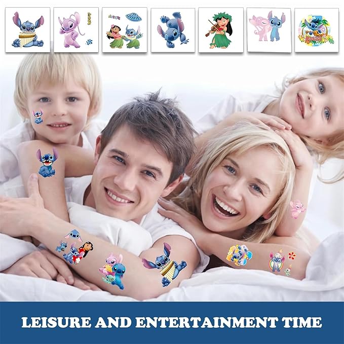 40pcs Stitch Temporary Tattoos for Kids Party Favors Parent-child game(Blue-B)