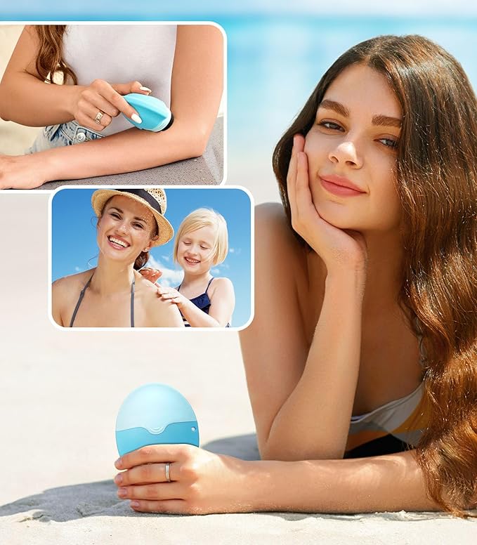 Sunscreen Applicator for Kids, Adults & Families - BPA Free & Refillable, Travel & Ourdoor Sunblock Buddy Brush Set with Protective Caps, Sun Lotion Applicator Sun Cream Brush