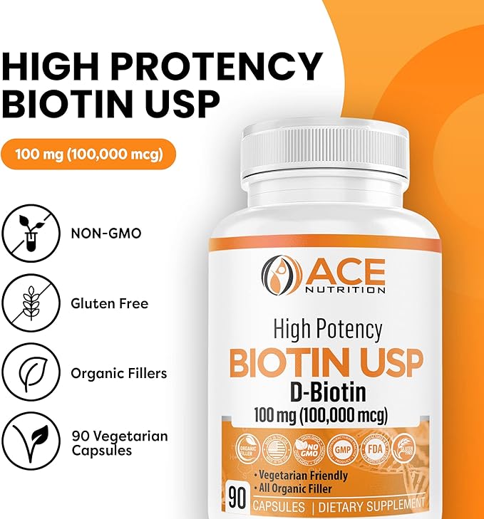 High Potency Biotin USP (D-Biotin) 100mg (100,000mcg) (3)