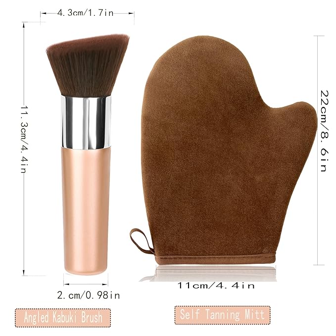 VNITT 2 IN 1 Self Tanning Mitt Applicator Kit Set,Self Tan Mitt,Self Tanning Glove and Self Tanner Brush,Sunscreen Brush- Fake Tan Applicator for Face and Body,Hands,Legs