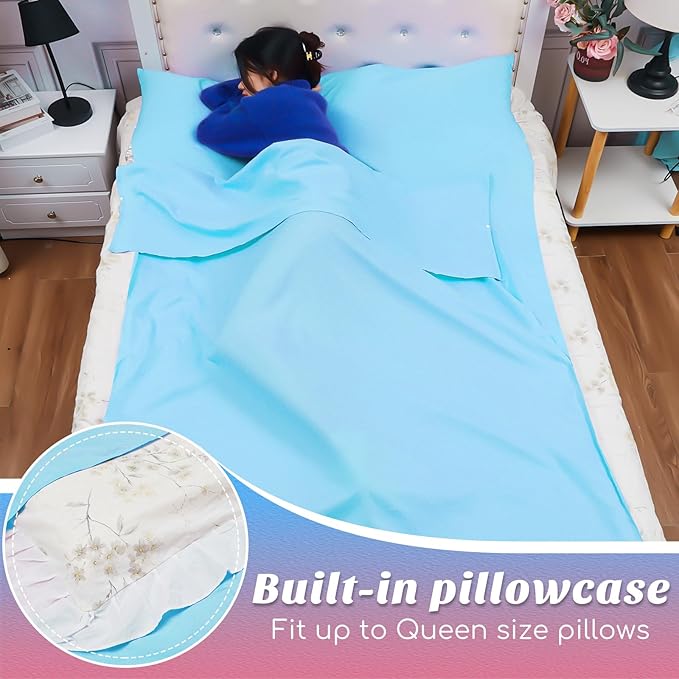 Irenare 2 Pcs Self Tanning Sleep Sack Self Tanning Sheets Protector Self Tan Sleep Bag Protect Sheets from Self Tanner Travel Camping Sheet Sleep Bag for Outdoor Travel Hotels(Pink, Blue)