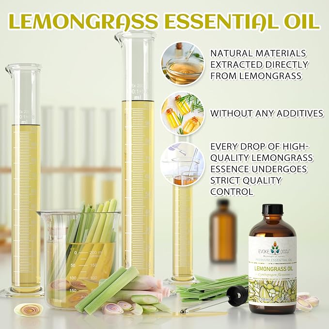 EVOKE OCCU Lemongrass Essential Oil for Diffuser Candle Spray Soap Making - 4 FL Oz