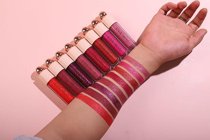 Shimmer Lip Gloss,Shine Liquid Lipstick Glossy Shimmer Finish, Glitter Sparkly Smooth Primer Lip Tint,Moisturizing Matte Lip Glaze Fine Glitter Waterproof Non-Stick Cup for Girls Women(#07)