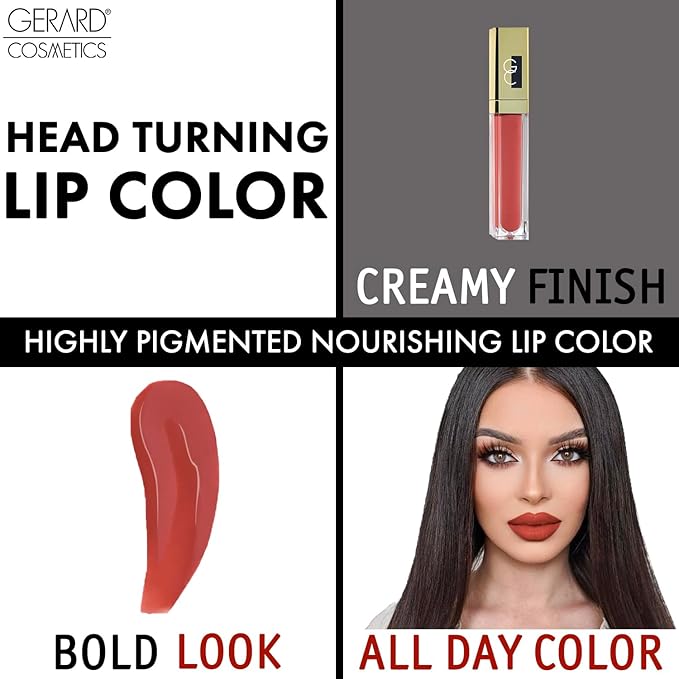 Gerard Cosmetics Color Your Smile Lip Gloss - Passion | Moisturizing Lip Gloss with Mirror and LED Light | Super Pigmented | Shiny Finish | Nude Lip Color | Cruelty Free and Made in USA