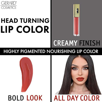 Gerard Cosmetics Color Your Smile Lip Gloss - Passion | Moisturizing Lip Gloss with Mirror and LED Light | Super Pigmented | Shiny Finish | Nude Lip Color | Cruelty Free and Made in USA