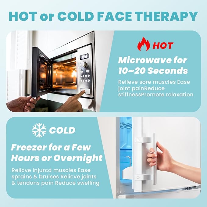 Ice Face Eye Mask for Dark Circles and Puffiness Cold Warm Compress, Gel Cold Cooling Face Mask Package for Women and Men, Migraines, Headache, Stress and Relaxation