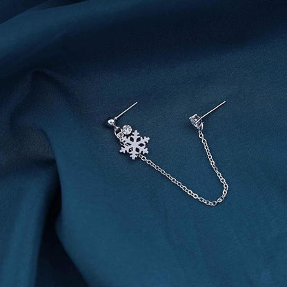 Vintage Crystal Snowflake Cuff Chain Earrings