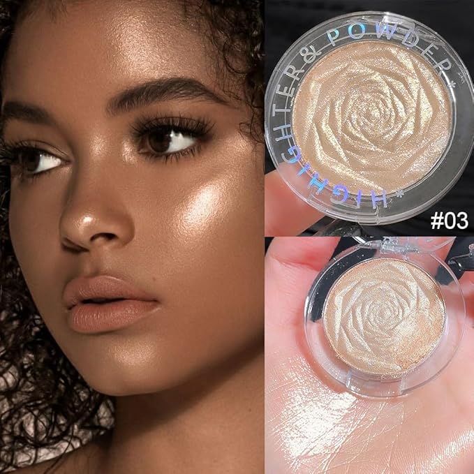 Rose Gold Face Highlighter Makeup Shimmer Glitter Rose