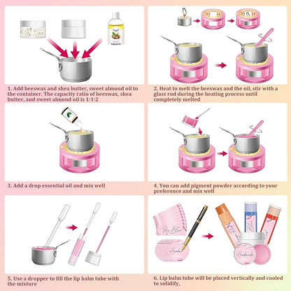 TSVATE DIY Lip Balm Kit, 47Pcs Gift