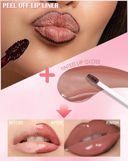 Brown Peel Off Lip Liner Stain & Clear Lip