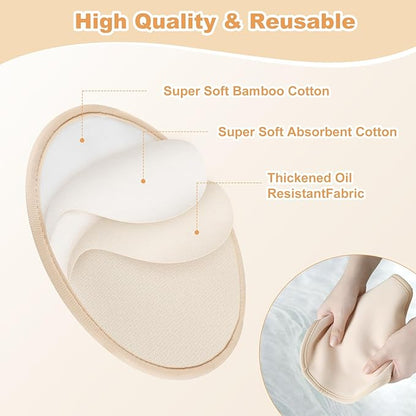 Castor Oil Pack for Breast, 4 PCS Reusable Organic Castor Oil Pack Wrap, Soft Breast Pads for Relaxing Sleeping (Oil Not Included)-Khaki