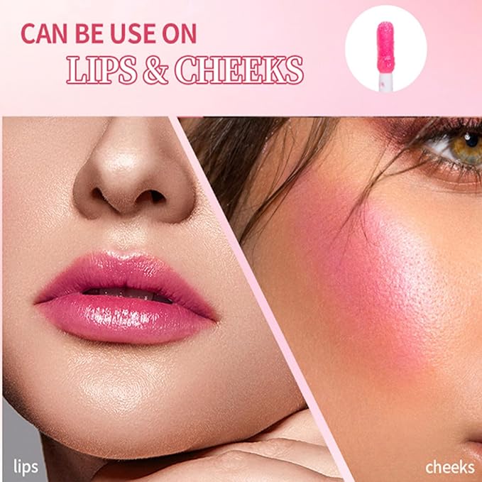 Color Changing Lip Gloss, Pink Magic Mood Lipstick Hydrating Lip Glow Oil Lip Tint Lip Inks Stain Lip Balm Not Greasy Transparent Plumping Lip Serum for Women Girls Lip Care Products