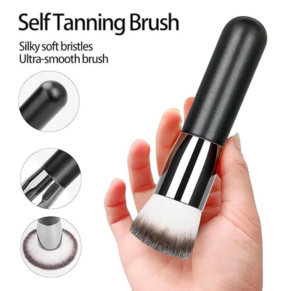 3 Pack Self Tanning Mitt Applicator Kit Set Self Tan Back Applicator with Self Tanning Glove for Self Tan Mitt Mini Self Tan Glove and Sunscreen Brush (Black)