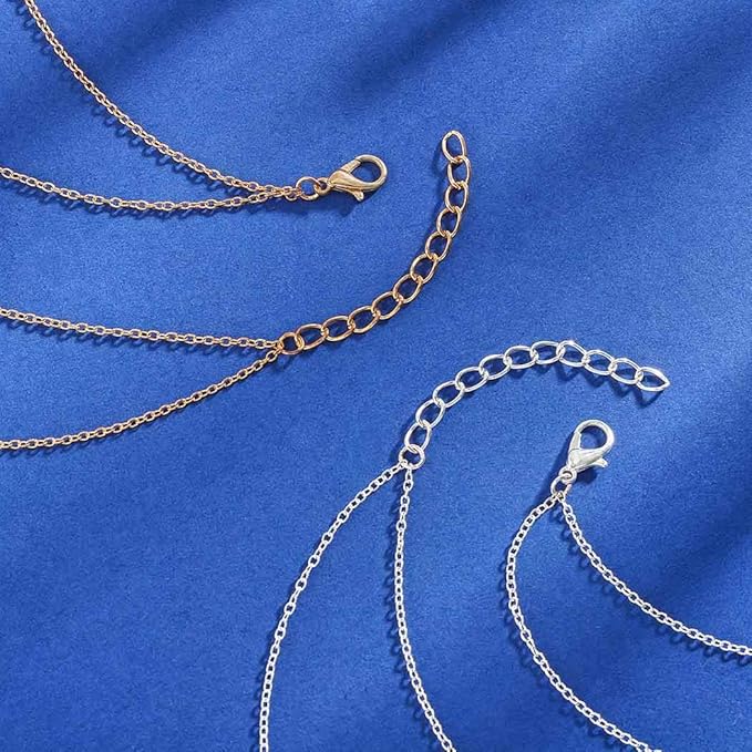Layered Bead Necklace Chain Round Crystal