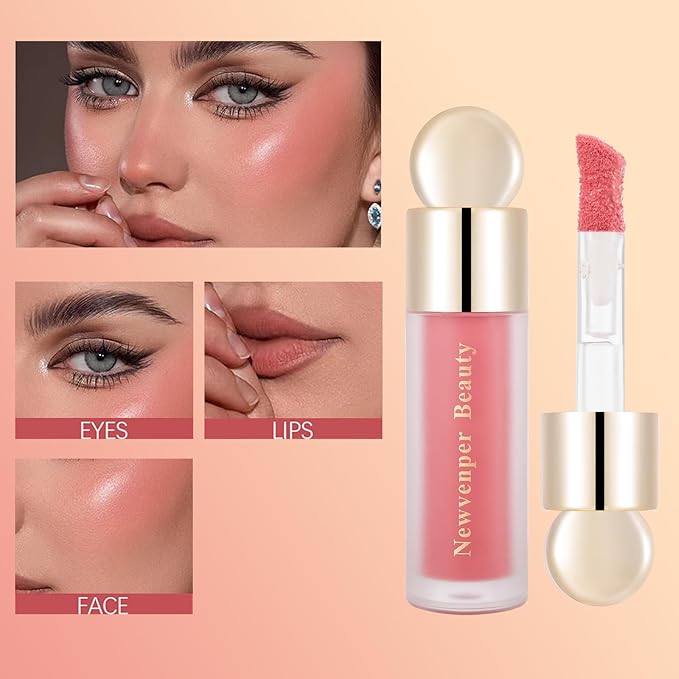 Liquid Highlighter, Liquid Blush with Face Brush Long