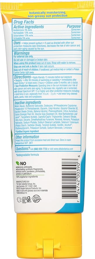 Alba Botanica Sunscreen Lotion, Sport, SPF 50, Fragrance Free, 3 oz (Packaging May Vary)