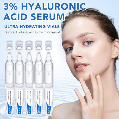 Hyaluronic Acid Serum for Face - 3% Pure Hyaluronic Acid, Hydrating Face Serum for Women & Men, Anti-Aging Skin Care for Hydration & Glow (1.2 ML x 30 PCS)