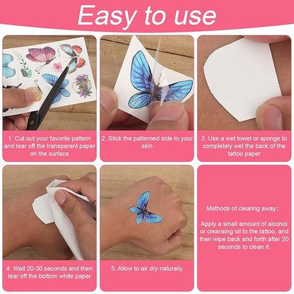 20 Sheets/198pcs Butterfly Temporary Tattoos, Butterfly Face Stickers Party Favors