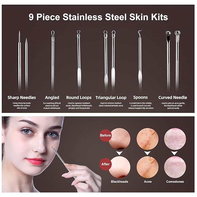 Newbealer Facial Steamer, Mini Aroma Face Steamer, Nano Ionic Hot Mist Face Humidifier for Facial Deep Cleaning, Home Sauna Spa Sprayer with 9 Pieces Acne Remover Kit (Blue, 160 ml)