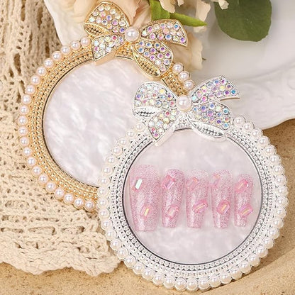 2 Pack Bow with Rhinestones Pearl Nail Art