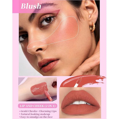 Matte Dewy Liquid Blush, Silky Smooth Cream Soft Cruelty-free,02 Cherry