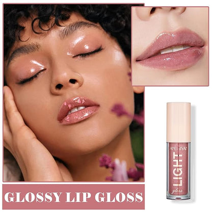 CAHIUYOA Plumping Moisturizing Lip Gloss Lipgloss,Nude Lip Gloss Lip Stain Long Lasting Waterproof,Shine Glossy Liquid Lipstick for Women Girls Lip Makeup Gift - 05