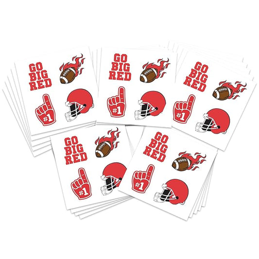 FashionTats Sport Spirit Temporary Tattoos | 100 Tattoos (Red Finger)