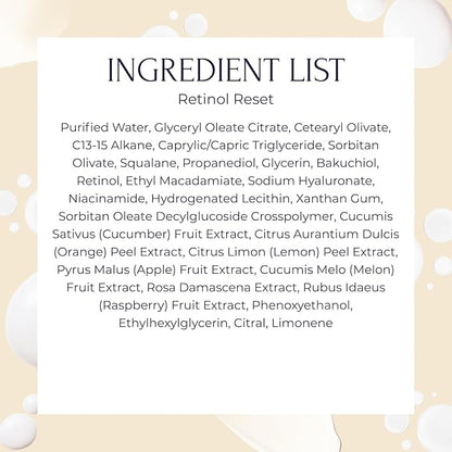 Tru Alchemy Retinol Reset Revitalizing Retinol Serum for face - Wrinkle Appearance Serum & Retinol Cream for Face w/Bakuchiol, Niacinamide for Overnight Renewal w/Long-Term Radiance - 1 fl oz (2-Pack)