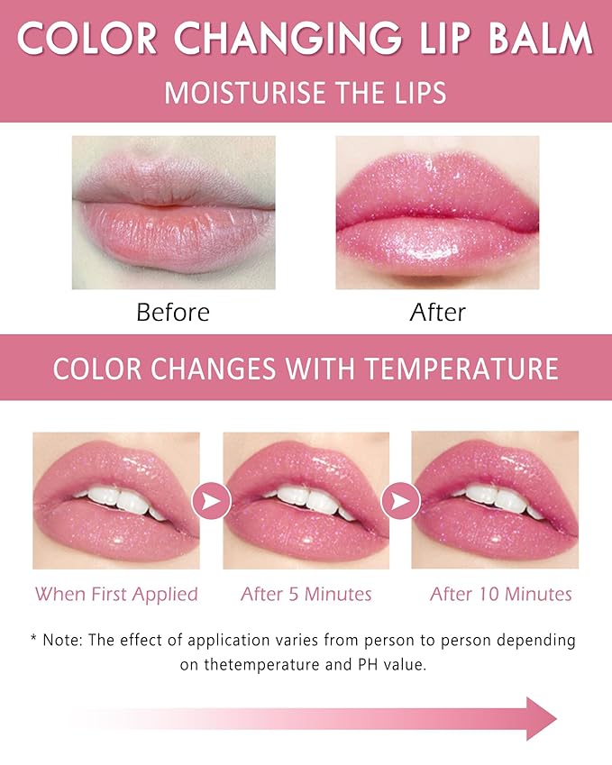 Glitter Balm Long Lasting PH Lipstick, Jelly Color Glitter