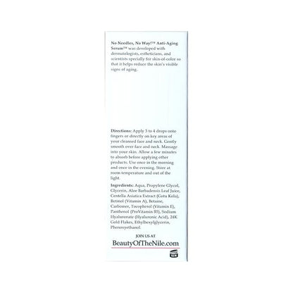 No Needles, No Way!™ Anti Aging Serum for Skin-of-Color, Wrinkles Dark Spots Hydrate Smooth Even Tone Retinol Hyaluronic Acid Beauty of the Nile® 1 Oz