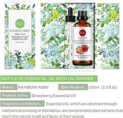 Strawberry Essential Oil (100ML), 100% Pure Natural Organic Aroma Strawberry Oil for Diffuser, Massage, Skin Care, Yoga