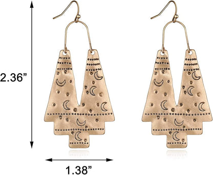 Zealmer Gold Geometric Earrings Statement Vintage