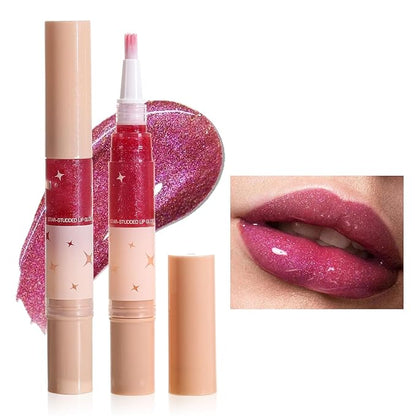 Red Glitter Lip Gloss Long Lasting Pearl Shimmer Lip