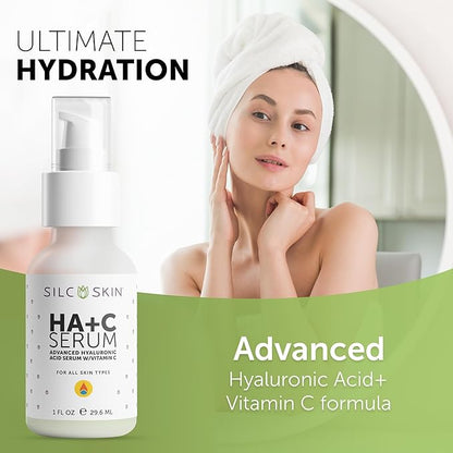 SilcSkin HA+C Serum - Hyaluronic Acid plus Vitamin C For All Skin Types, For Ultimate Hydration, 1 Fl. Oz.