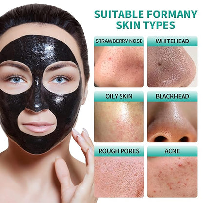 Peel Off Face Mask Blackhead Whiteheads Remover Masks Activated Charcoal Black Mask Purifying Peeling Facial Mask for Nose Pores Removal Reducing Cleansing Acne with Brush and Pimple Extractor Tools