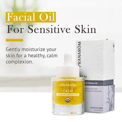 Pranarom - Calm Treatment Moisture Oil (1oz / 30ml) - 100% Pure & Natural Essential Oil Moisturizing Oil for Sensitive Skin Treatment & Nourishment