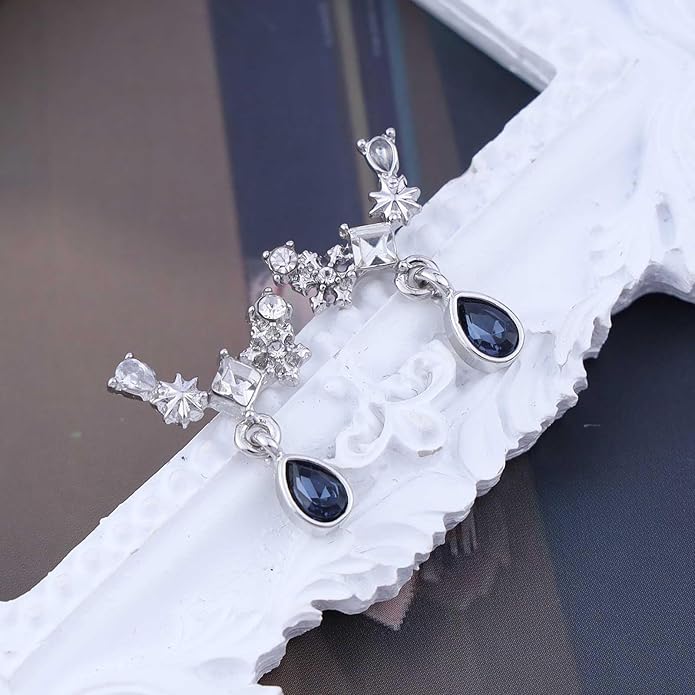 Vintage Teardrop Sapphire Earrings Crystal Climber
