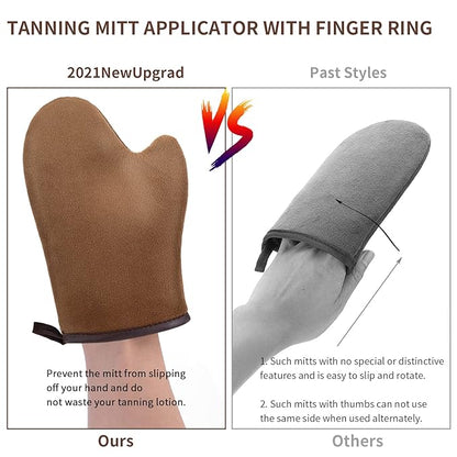 WLLHYF Self Tanning Mitt Applicator kit, Lotion Applicator For Back, Face Fake Tan Mitten, Ultra Soft Streak Free Reusable Tanning Glove for Self Tan (Brown)