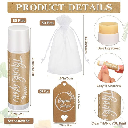 50 Set Thank You Lip Balm Bridal