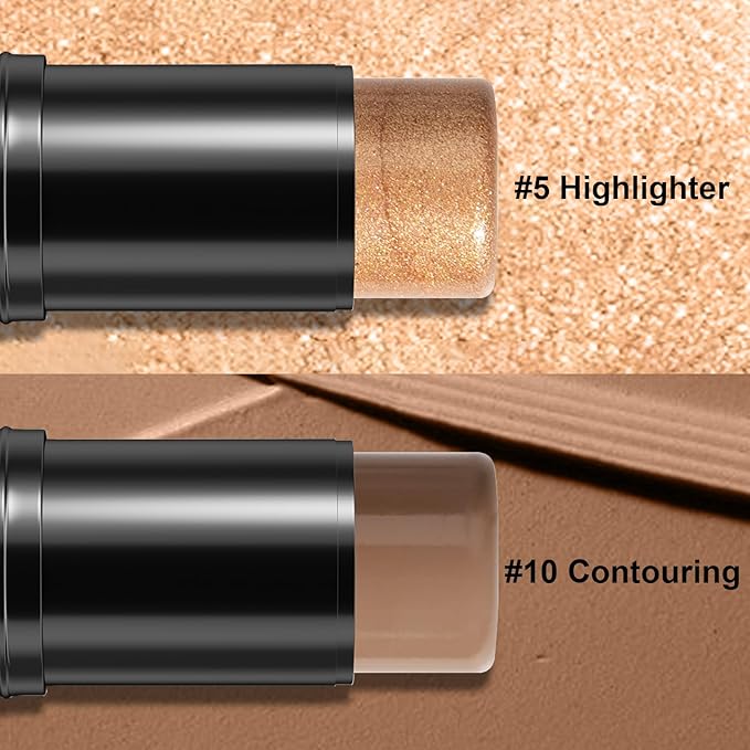 2Pcs Cream Contour Stick Makeup Kit, Cream Highlighter